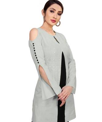 grey Cold Shoulder - centre pleat kurta 3