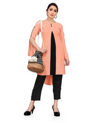 peach Cold Shoulder - centre pleat kurta 1