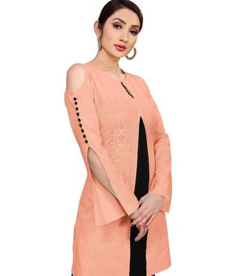 peach Cold Shoulder - centre pleat kurta 3