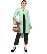 green Cold Shoulder - centre pleat kurta