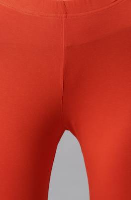 Janasya Orange plain viscose leggings 4