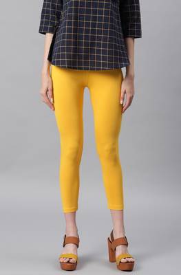 Janasya Yellow plain viscose leggings 1