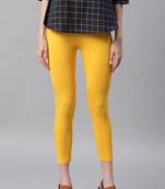 Janasya Yellow plain viscose leggings