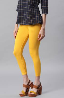 Janasya Yellow plain viscose leggings 2