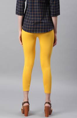Janasya Yellow plain viscose leggings 3