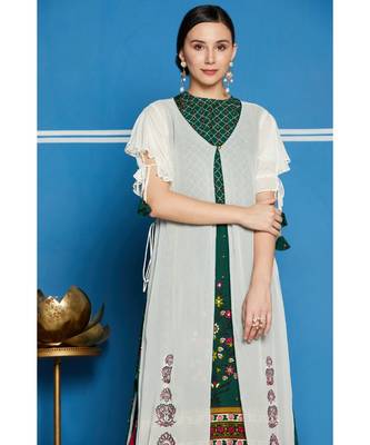 Green printed rayon kurtis 2