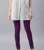 Janasya Purple plain viscose leggings