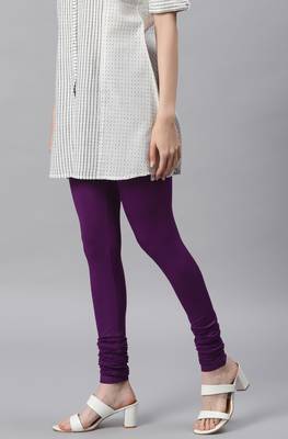 Janasya Purple plain viscose leggings 2