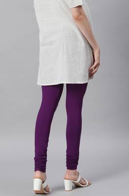 Janasya Purple plain viscose leggings 3