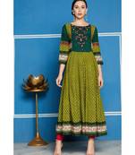 Green printed rayon kurtis