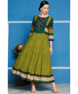 Green printed rayon kurtis 2
