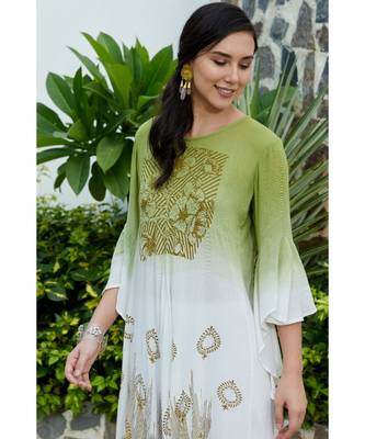 Green printed rayon kurtis 3