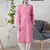 Women'S Hand Embroidered Pink Georgette Lucknow Chikankari Women Kurta