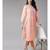 Ada Women's Hand Embroidered Peach Cotton Lucknow Chikan Kurti