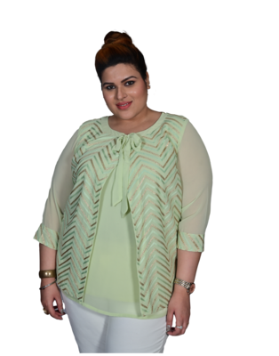 Green printed georgette cotton-tops 1