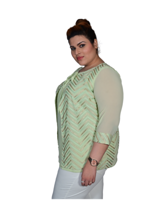 Green printed georgette cotton-tops 3