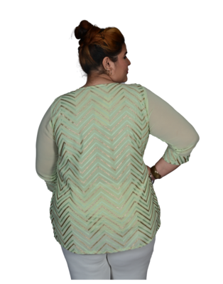 Green printed georgette cotton-tops 4