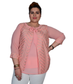 Pink printed georgette cotton-tops