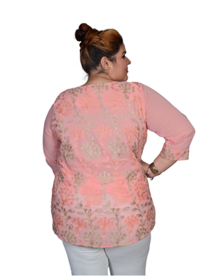Pink printed georgette cotton-tops 4