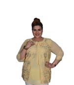 Beige printed georgette cotton-tops