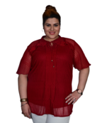 Burgundy printed polyester cotton-tops