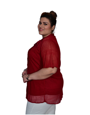 Burgundy printed polyester cotton-tops 3