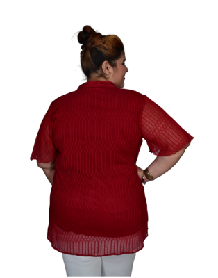Burgundy printed polyester cotton-tops 4