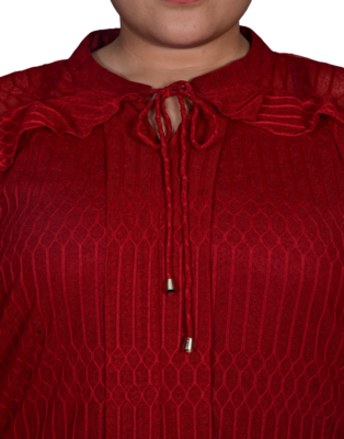 Burgundy printed polyester cotton-tops 5