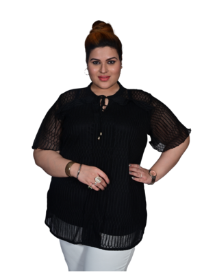 Black printed polyester cotton-tops 1