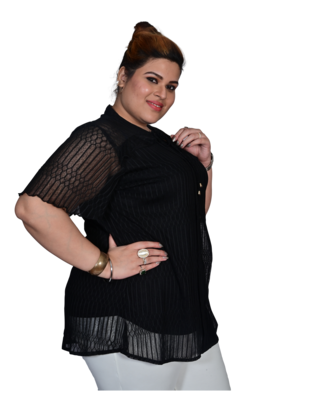 Black printed polyester cotton-tops 2