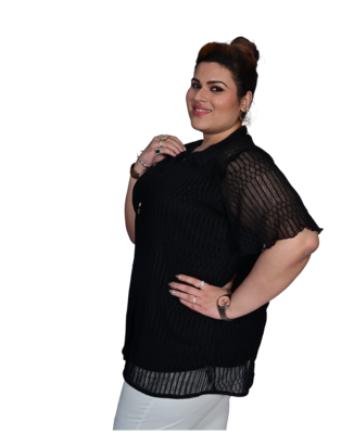Black printed polyester cotton-tops 3