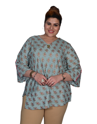 Grey printed cotton cotton-tops 1