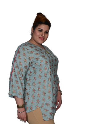 Grey printed cotton cotton-tops 2