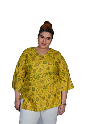 Yellow printed cotton cotton-tops 1