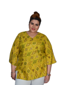 Yellow printed cotton cotton-tops
