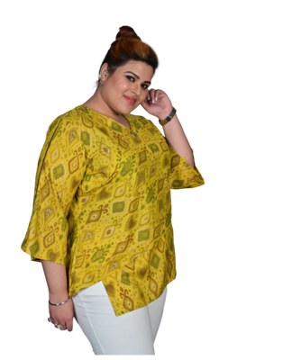 Yellow printed cotton cotton-tops 2