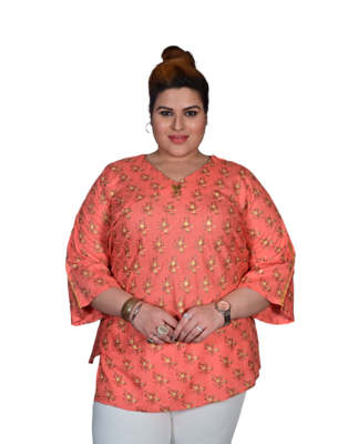 Pink printed cotton cotton-tops 1