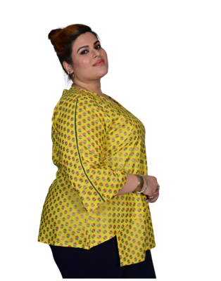 Yellow printed cotton cotton-tops 2