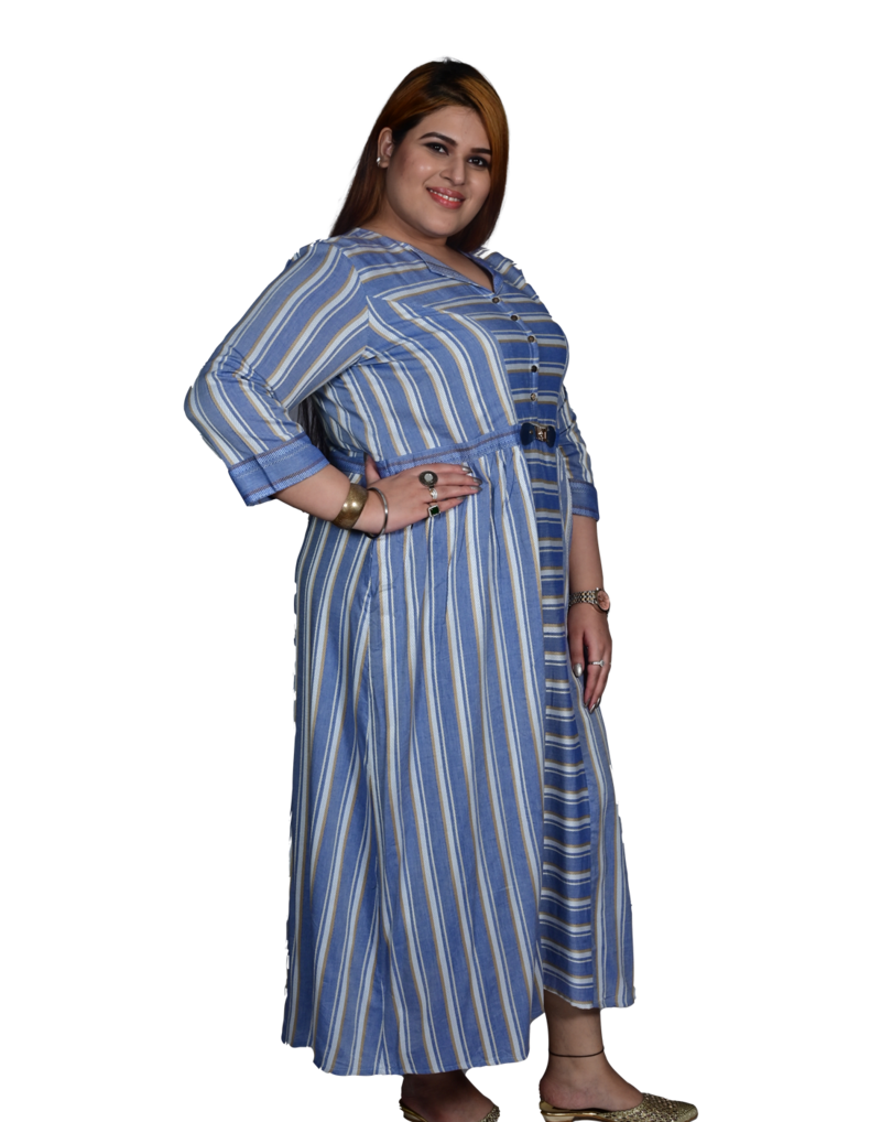 Blue printed cotton longdresses XMEX 3520654