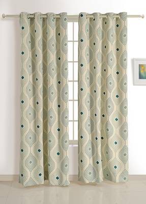 Swayam Off White Colour Geometric Sigma Eyelet Curtain 1