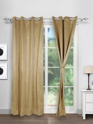 Swayam Beige Colour Motif J&B Blackout Eyelet Curtain 1