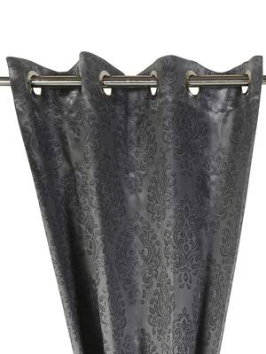 Swayam Grey Colour Motif J&B Blackout Eyelet Curtain 2