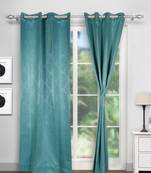 Swayam Turquoise Colour Motif J&B Blackout Eyelet Curtain