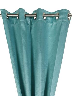 Swayam Turquoise Colour Motif J&B Blackout Eyelet Curtain 2