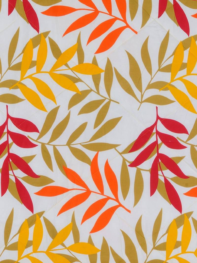 Swayam Yellow Colour Leaf Printed Eyelet Curtain