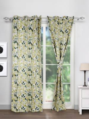 Swayam White Colour Floral Sigma Eyelet Curtain 1