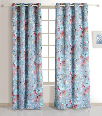 Swayam Multicolour Colour Floral Printed Eyelet Curtain 2