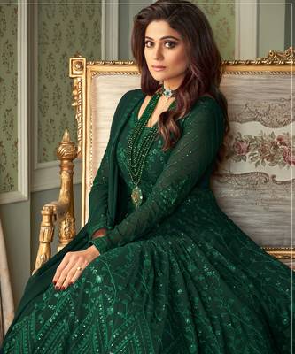 Green Lucknowi Embroidered Anarkali Suit 2