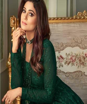 Green Lucknowi Embroidered Anarkali Suit 4