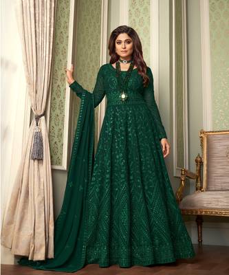 Green Lucknowi Embroidered Anarkali Suit 5